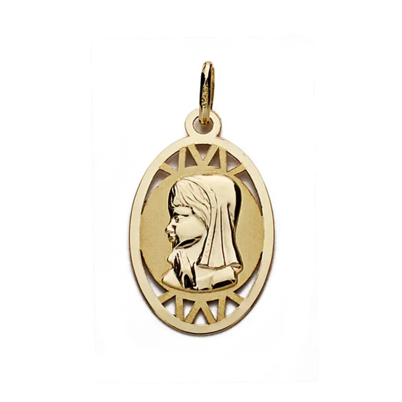 Medalla oro 9k Virgen Niña oval 21mm. [AA0794]
