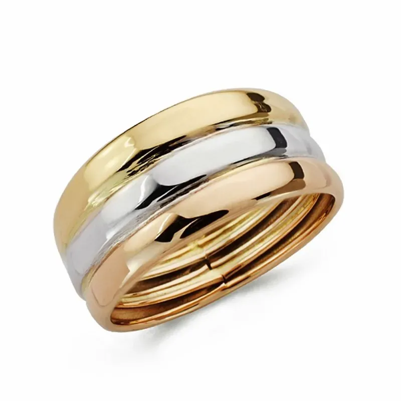 Sortija oro 18k tricolor aros lisos  [AA1943]