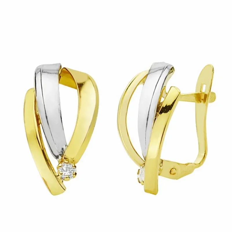 Pendientes oro 18k bicolor 15mm. bandas cierre catalán [AA2180]