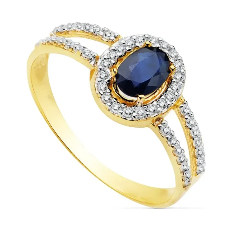 Sortija oro 18k bicolor zafiro circonitas [AA2238]
