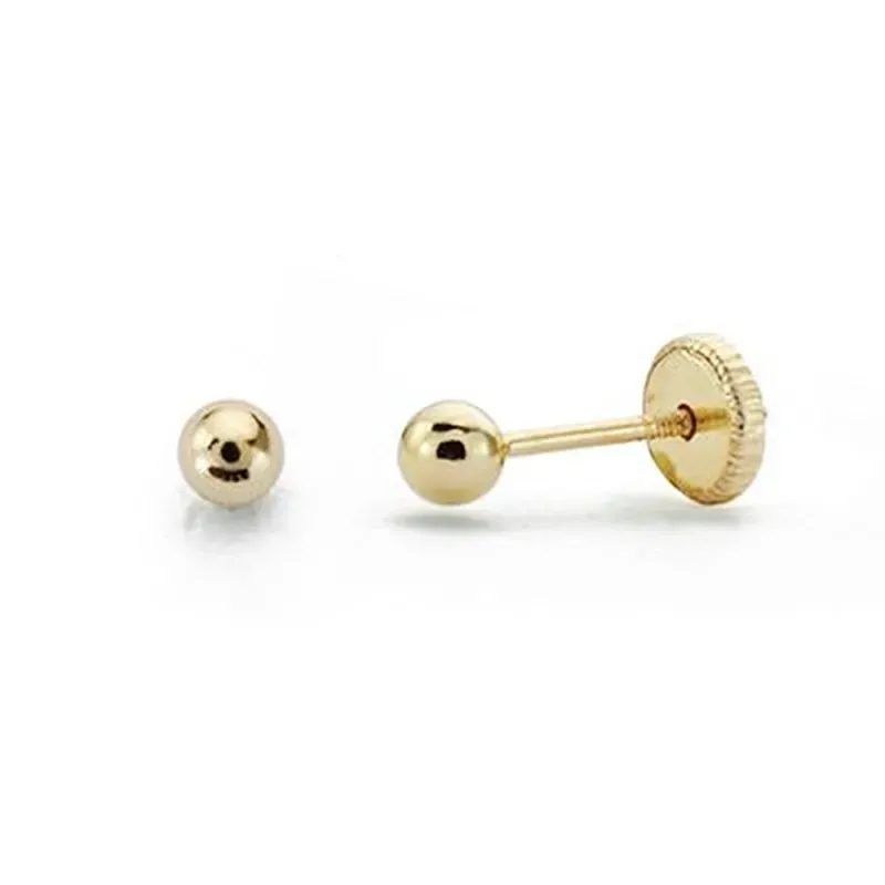 Pendientes oro 18k bola lisa 3mm. bebé [AA7262]
