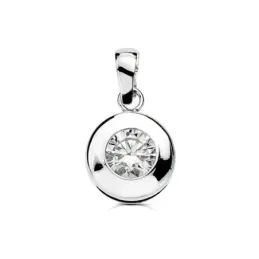 Colgante oro blanco 18k chatón 7mm. circonita [AA7317]