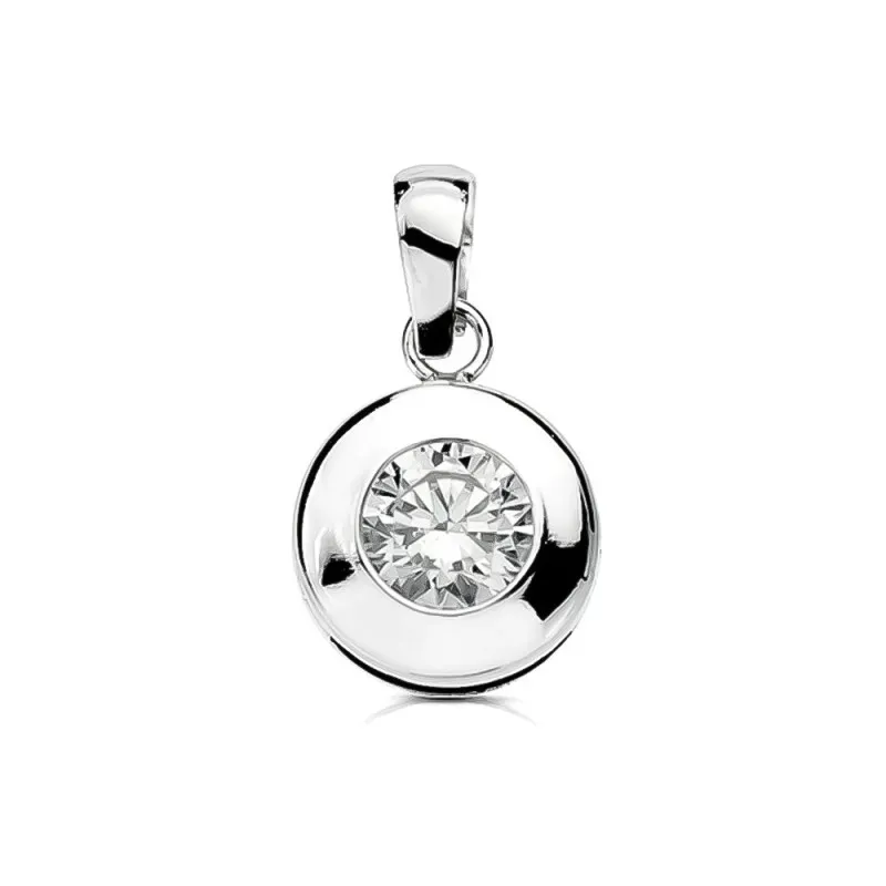 Colgante oro blanco 18k chatón 7mm. circonita [AA7317]