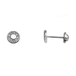 Pendientes oro blanco 18k redondos 6mm. circonita 1mm.  [AA5595]