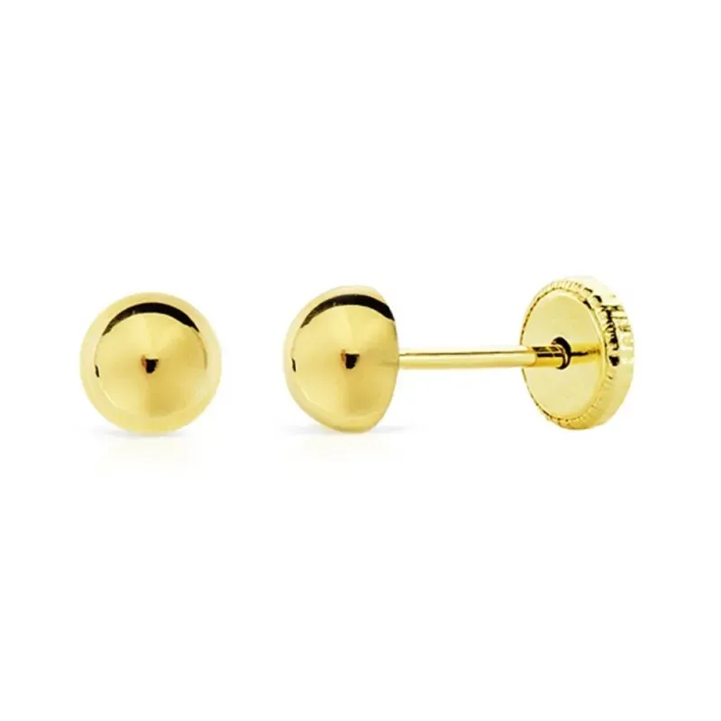 Pendientes oro 18k media bola lisa 4mm. [AB0712]