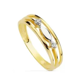 Sortija oro 18k bicolor circonitas primera comunión [AB0726]
