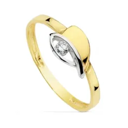 Sortija oro 18k bicolor circonita primera comunión [AB0737]
