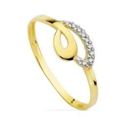 Sortija oro 18k comunión bicolor circonitas primera comunión [AB0754]