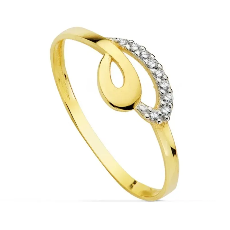 Sortija oro 18k comunión bicolor circonitas primera comunión [AB0754]