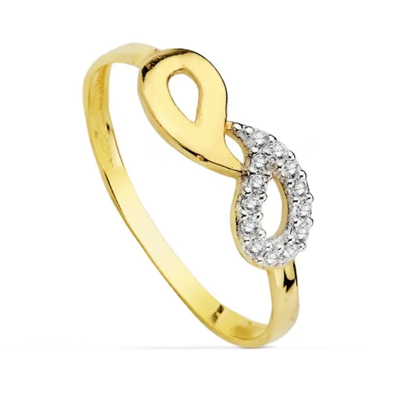 Sortija oro 18k bicolor circonitas primera comunión [AB0758]