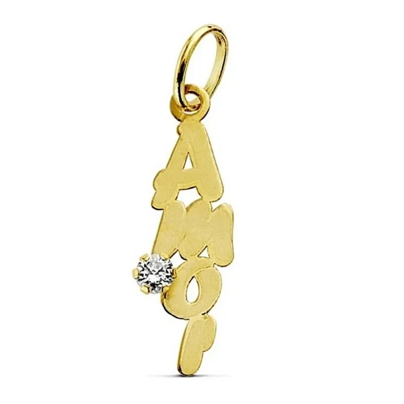Colgante oro 18k circonita AMOR 19mm. [AB1760]