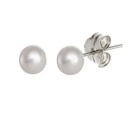 Pendientes plata Ley 925m perla sintética 4mm. [AB1125]