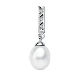 Colgante oro blanco 18k barra circonitas perla 25x8mm. [AB2286]