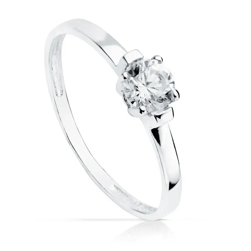 Solitario oro blanco 18k  circonita 1.5mm.  [AB2314]