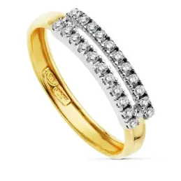 Sortija oro 18k bicolor filas circonitas [AB2403]