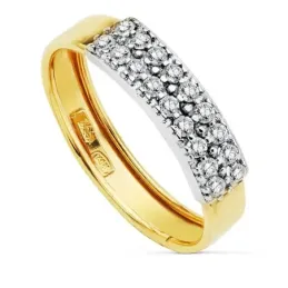 Sortija oro 18k bicolor filas circonitas [AB2404]
