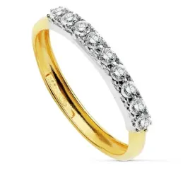 Sortija oro 18k bicolor filas circonitas [AB2405]
