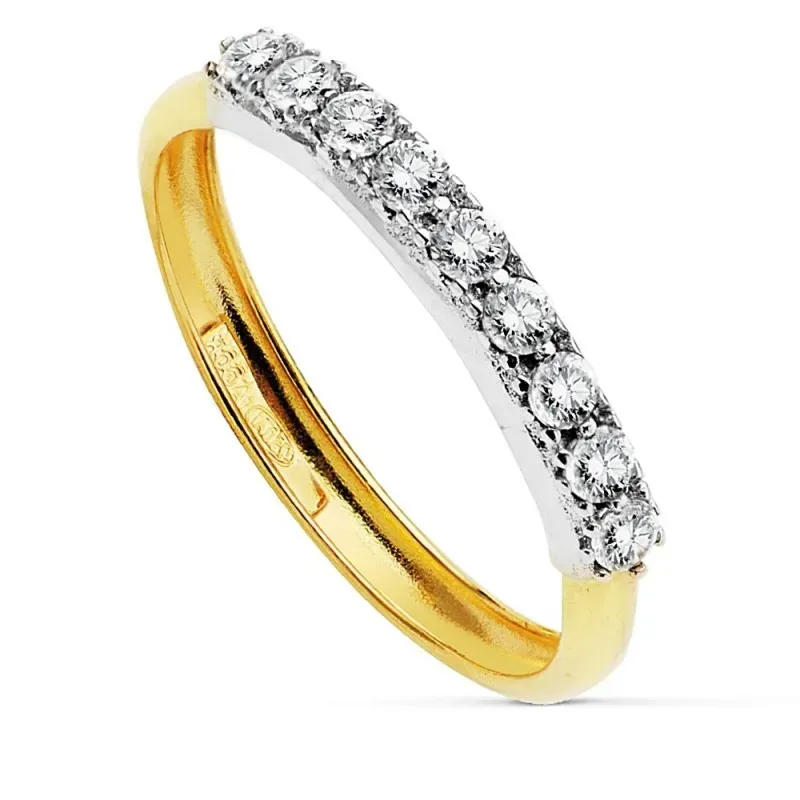 Sortija oro 18k bicolor filas circonitas [AB2405]