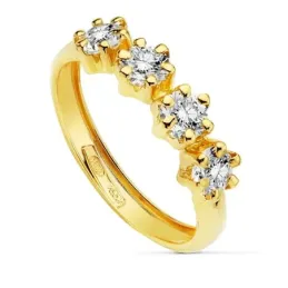 Sortija oro 18k tresillo circonitas 4mm. [AB2409]