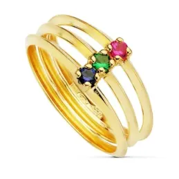 Sortija oro 18k piedras roja azul verde [AB2416]