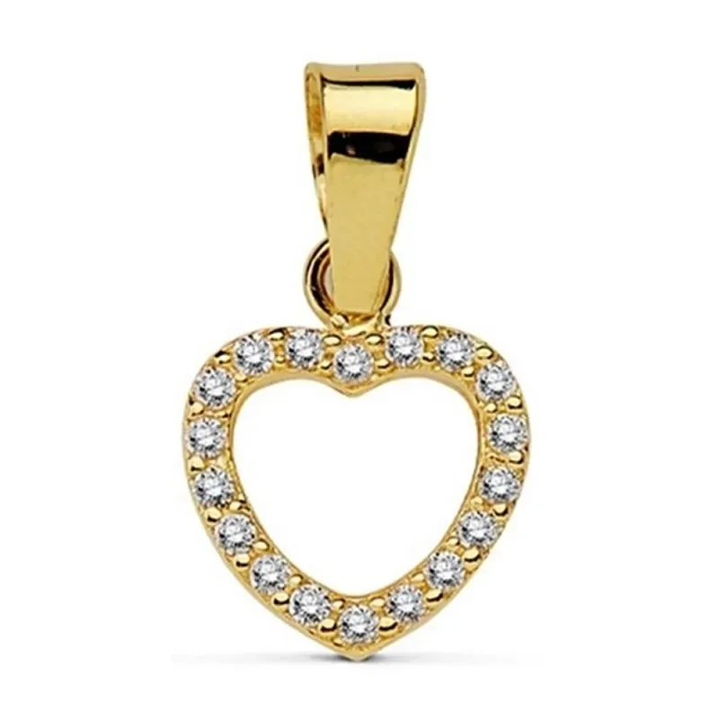 Colgante oro 18k corazón circonitas calado 8mm. circonitas [AB2437]