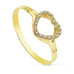 Sortija oro 18k corazón circonitas calado 8mm. circonitas [AB2438]
