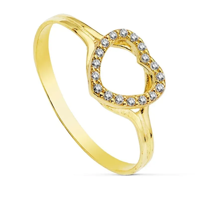 Sortija oro 18k corazón circonitas calado 8mm. circonitas [AB2438]