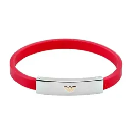 Pulsera oro 18k acero motivo ARMANI caucho rojo [AB2498]