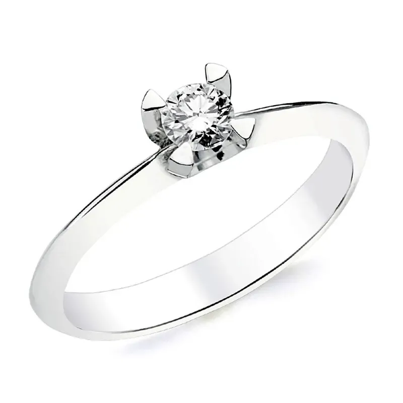 Solitario oro blanco 18k 1 diamante brillante 0,200ct. [AB2831]
