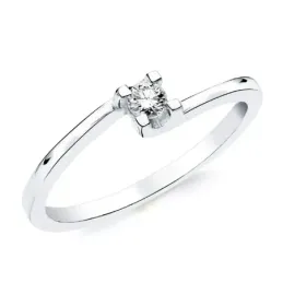 Solitario oro blanco 18k 1 diamante brillante 0,100ct. [AB2832]