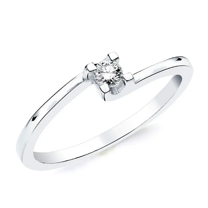 Solitario oro blanco 18k 1 diamante brillante 0,100ct. [AB2832]