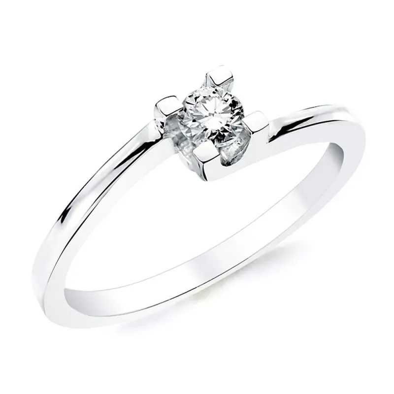 Solitario oro blanco 18k 1 diamante brillante 0,200ct. [AB2834]