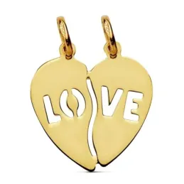 Colgante oro 18k corazón partido love 15mm. [AB2857]