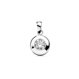 Colgante oro blanco 18k circular chatón circonita 5.5mm. [AB2865]