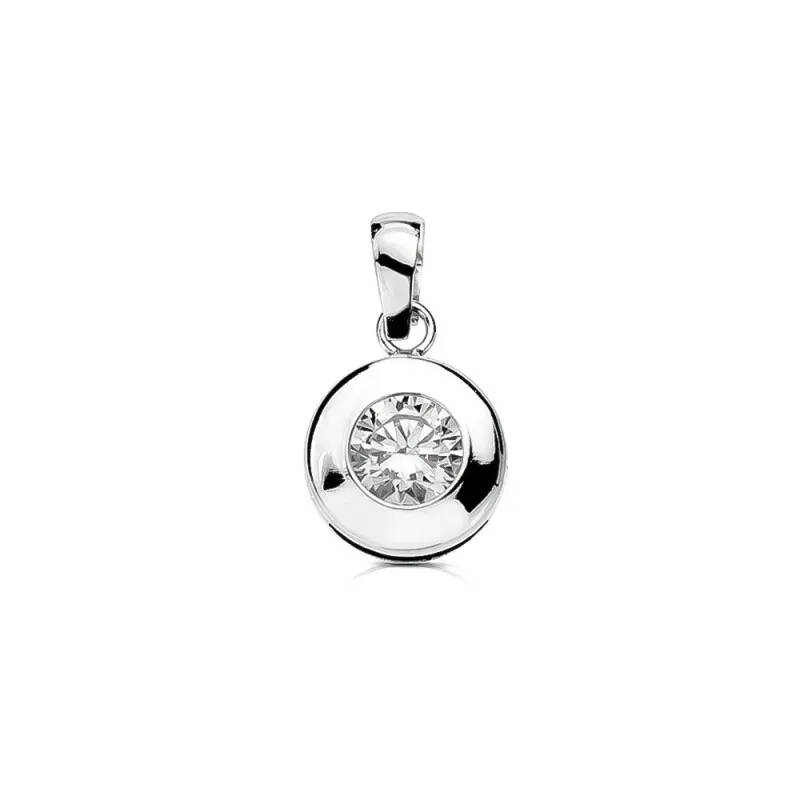 Colgante oro blanco 18k circular chatón circonita 5.5mm. [AB2865]