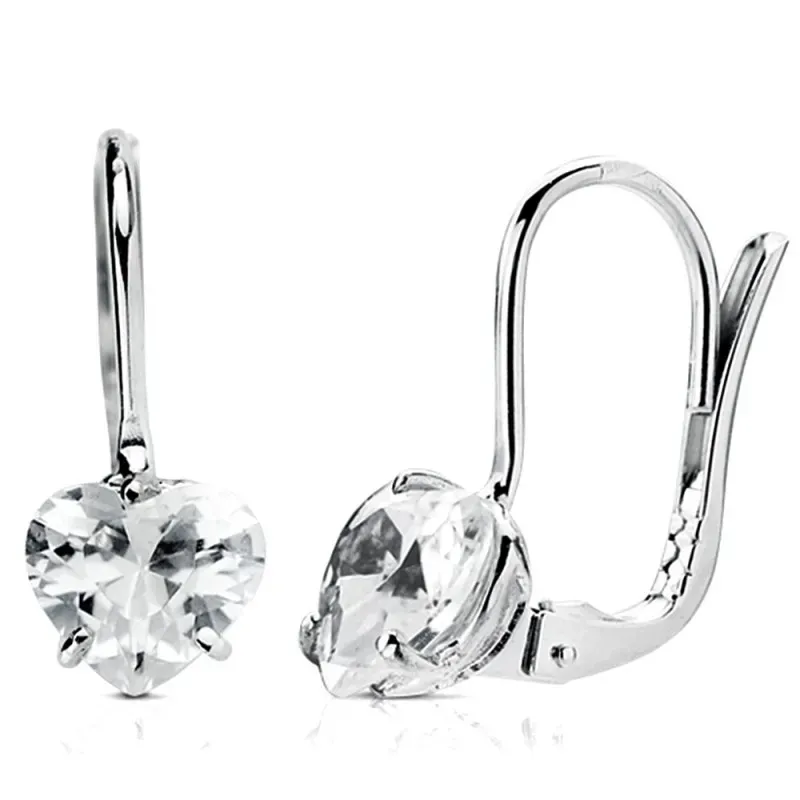 Pendientes oro blanco 18k chatón circonita 7mm. [AB2931]