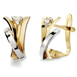 Pendientes oro 18k bicolor bandas 12mm. [AB2934]