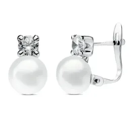 Pendientes oro blanco18k perla cultivada 11mm. [AB2942]