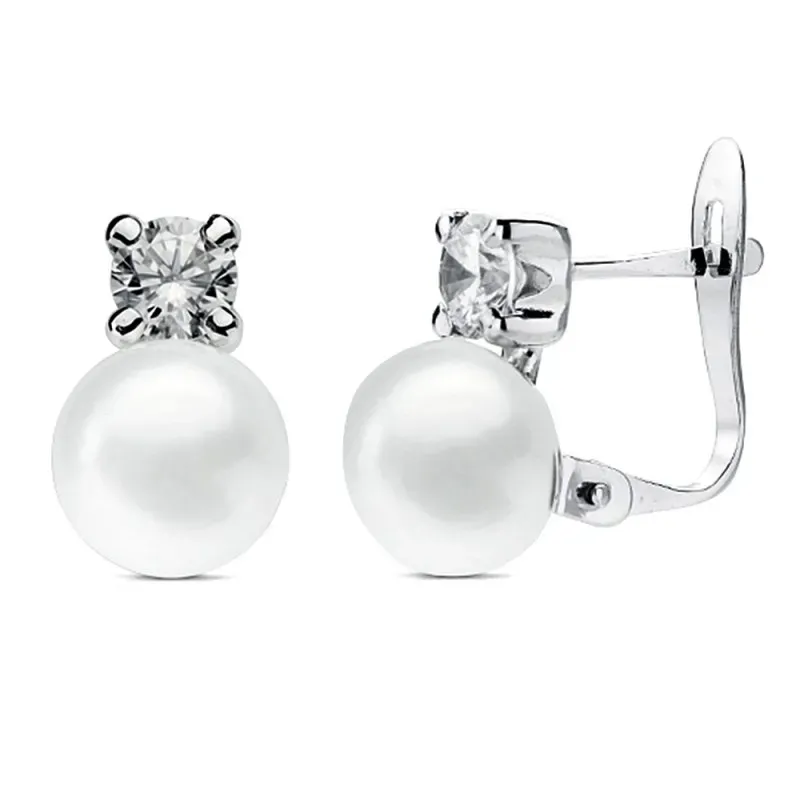 Pendientes oro blanco18k perla cultivada 11mm. [AB2942]