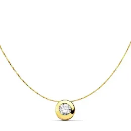 Colgante oro 18k chatón circonita cadena 42cm. [AB2943]