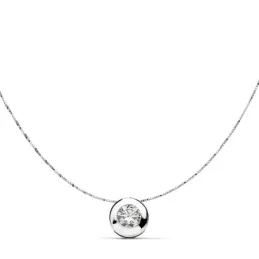 Colgante oro blanco 18k circular chatón circonita 42cm. [AB2944]