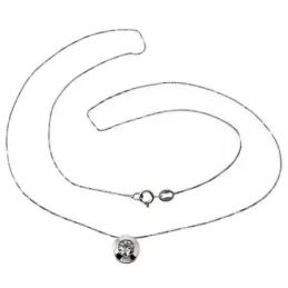 Colgante oro blanco 18k circular chatón circonita 42cm. [AB2944]