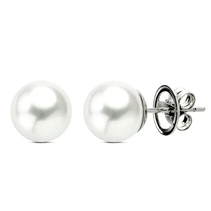 Pendientes oro blanco 18k perla astrualiana 9,50-10mm. [AB2946]