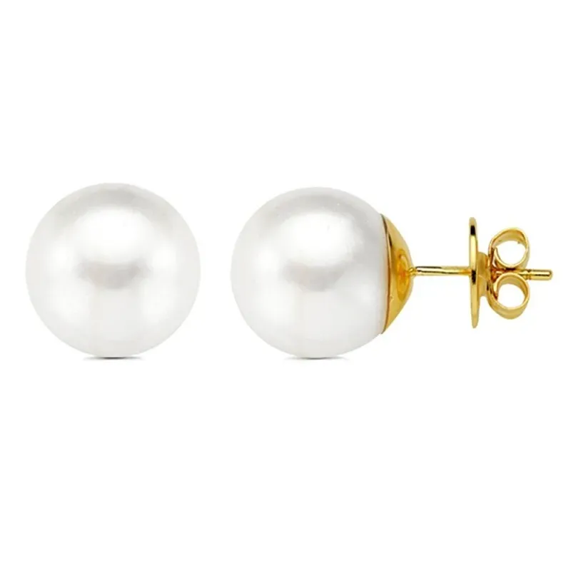 Pendientes oro 18k perla cultivada 11,5 - 12mm. [AB2972]
