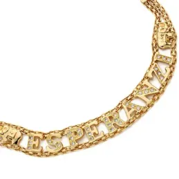 Pulsera oro 18k nombre personalizado circonitas elefantes doble cadena