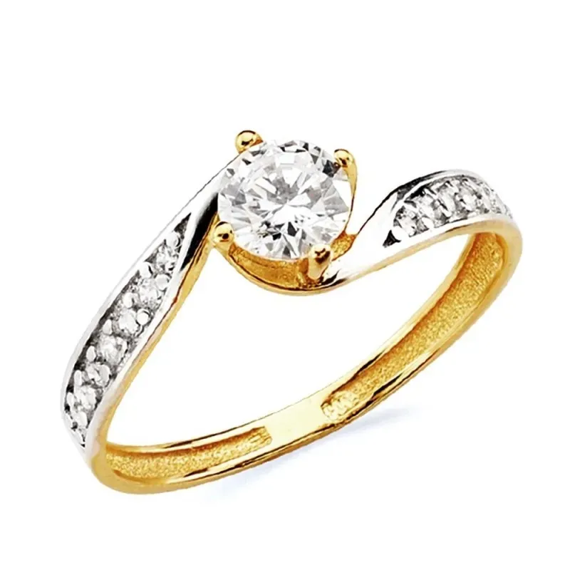 Solitario oro 18k bicolor circonita [AB3030]
