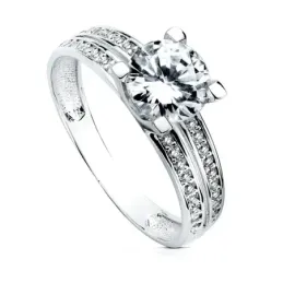 Solitario oro blanco 18k circonita [AB3041]