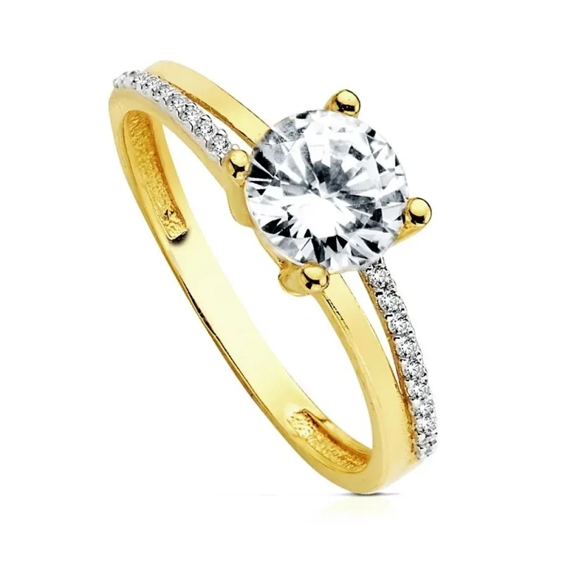 Solitario oro 18k bicolor circonita [AB3042]