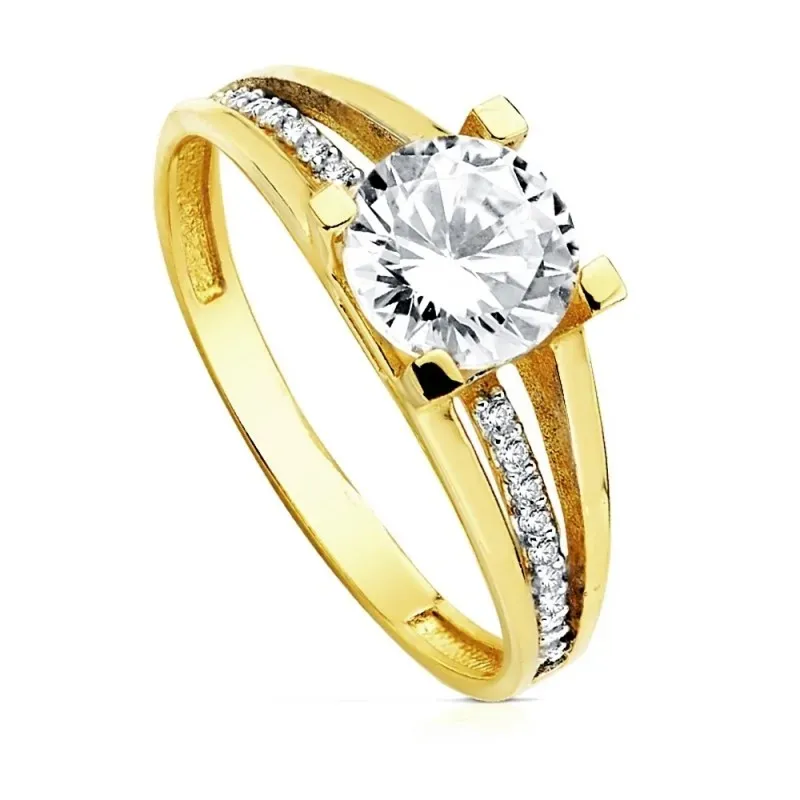 Solitario oro 18k bicolor circonita [AB3044]