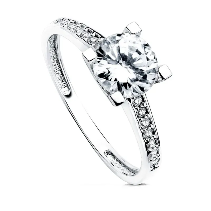 Solitario oro blanco 18k circonita [AB3047]